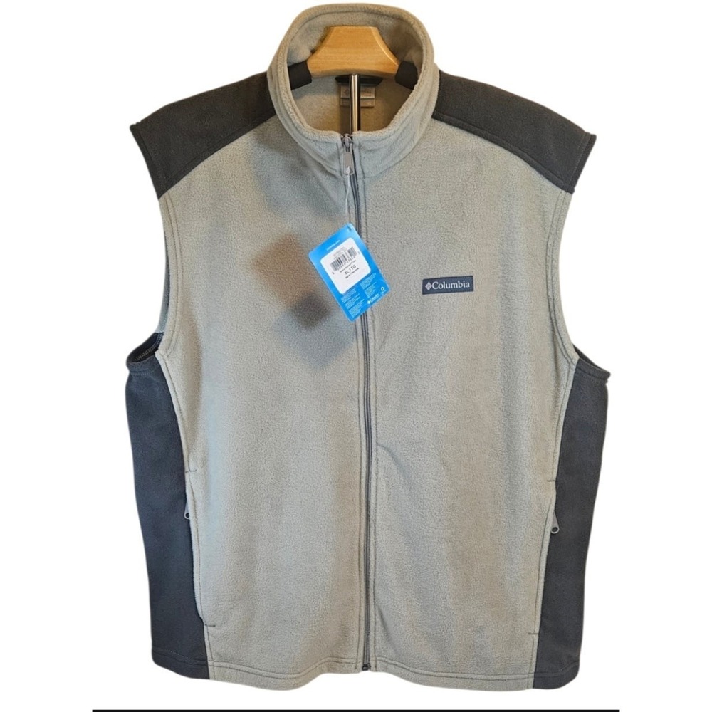 Columbia Steens Mountain Full Zip Fleece Vest Tan Brown Men's Size M NWT